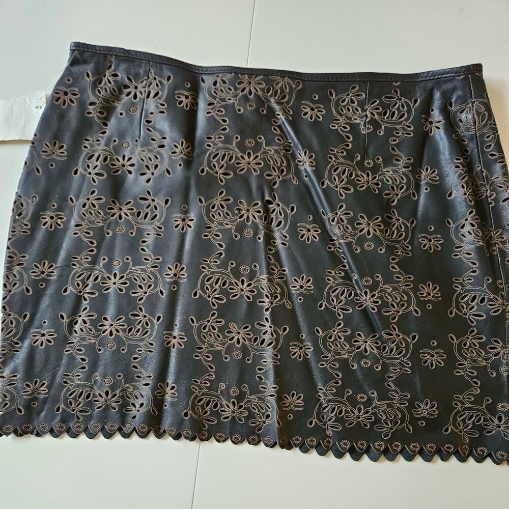 Nappa Angello Leather Micro Mini Skirt, Sz 8 New with tag - Picture 3 of 5
